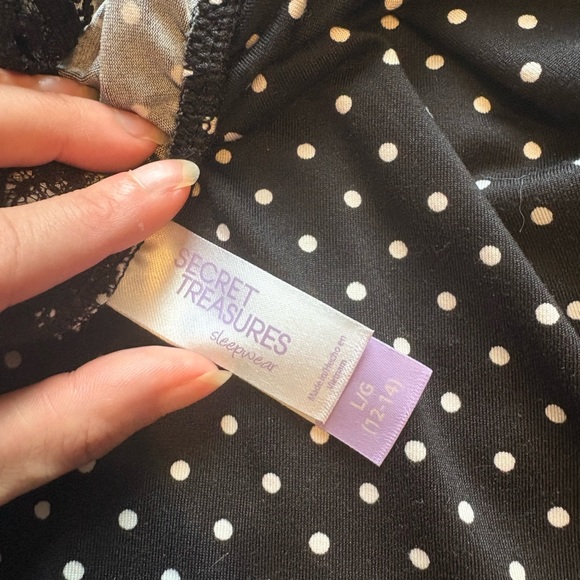 Secret Treasures Black and White Polka Dotted Floral Slip Dress - Picture 5 of 6